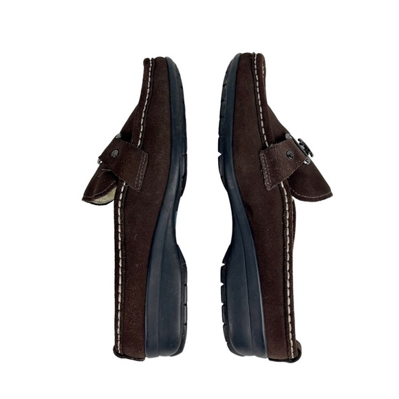 COLE HAAN D20693 BROWN SUEDE SHEEPSKIN LINED RUBBER WATERPROOF SOLE CLOG MULES - Picture 7 of 14